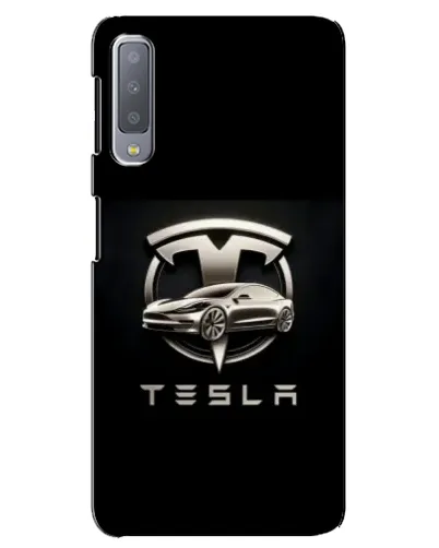 Чехол для Samsung Galaxy A7 2018 (A750) с картинкой «Tesla — серебристое авто»