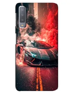 Чехол для Samsung Galaxy A7 2018 (A750) с картинкой «Lamborghini красный дым»
