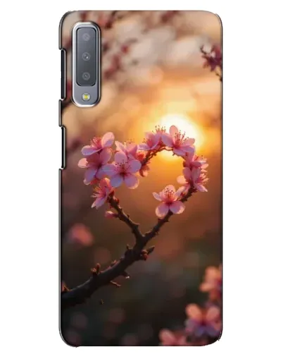 Чехол для Samsung Galaxy A7 2018 (A750) с картинкой «Розовый цвет сердце на фоне заката»