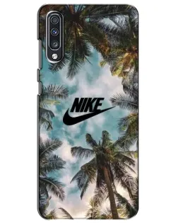 Чехол для Samsung Galaxy A70 2019 (A705F) с картинкой «Тропический принт Nike» Чехол для Samsung Galaxy A70 2019 (A705F) с картинкой «Тропический принт Nike»