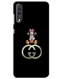 Чехол для Samsung Galaxy A70 2019 (A705F) с картинкой «Минни Маус на лого»