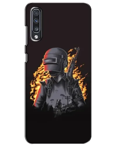 Чехол для Samsung Galaxy A70 2019 (A705F) с картинкой «PUBG — огненный силуэт»