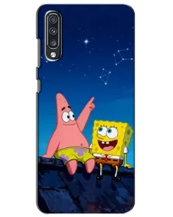 Чехол для Samsung Galaxy A70 2019 (A705F) с картинкой «Губка Боб и Патрик ночью»