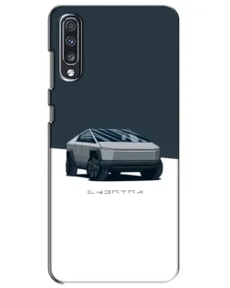 Чехол для Samsung Galaxy A70 2019 (A705F) с картинкой «Серебристый Cybertruck Tesla»