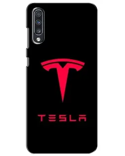 Чехол для Samsung Galaxy A70 2019 (A705F) с картинкой «Tesla Red Logo»