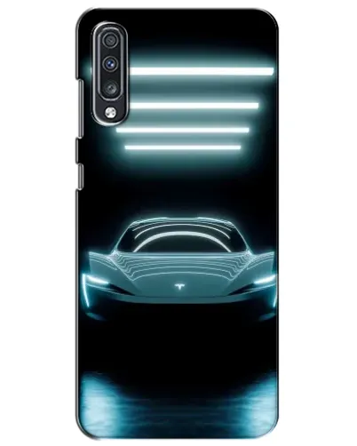 Чехол для Samsung Galaxy A70 2019 (A705F) с картинкой «Tesla в неоне»