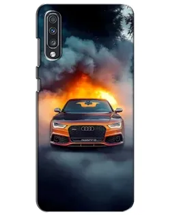 Чехол для Samsung Galaxy A70 2019 (A705F) с картинкой «Audi в огненном дыму»