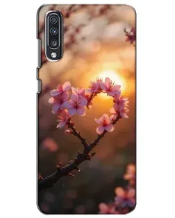Чехол для Samsung Galaxy A70 2019 (A705F) с картинкой «Розовый цвет сердце на фоне заката» Чехол для Samsung Galaxy A70 2019 (A705F) с картинкой «Розовый цвет сердце на фоне заката»