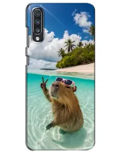 Чехол для Samsung Galaxy A70 2019 (A705F) с картинкой «Капибара на море» Чехол для Samsung Galaxy A70 2019 (A705F) с картинкой «Капибара на море»