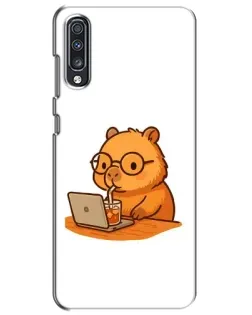 Чехол для Samsung Galaxy A70 2019 (A705F) с картинкой «Капибара с ноутбуком» Чехол для Samsung Galaxy A70 2019 (A705F) с картинкой «Капибара с ноутбуком»