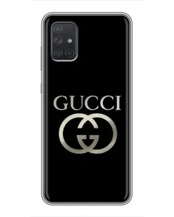 Чехол для Samsung Galaxy A71 (A715) с картинкой «Gucci — золото на черном»