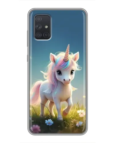 Чехол для Samsung Galaxy A71 (A715) с картинкой «Единорог на поляне»