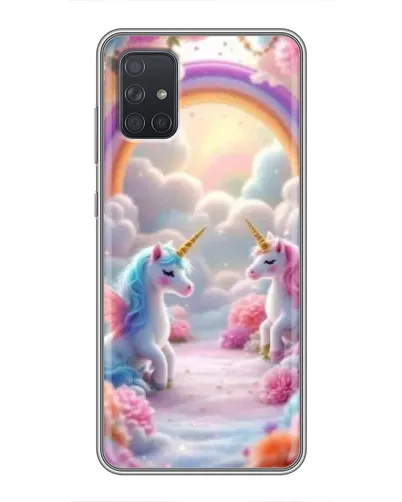 Чехол для Samsung Galaxy A71 (A715) с картинкой «Радуга и единороги»