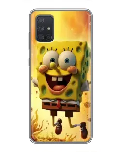 Чехол для Samsung Galaxy A71 (A715) с картинкой «Губка Боб прыгает»