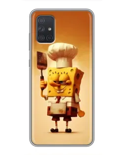 Чехол для Samsung Galaxy A71 (A715) с картинкой «Губка Боб повар»