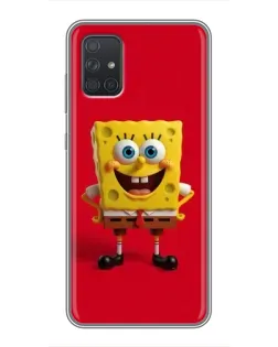 Чехол для Samsung Galaxy A71 (A715) с картинкой «Спанч Боб на красном»