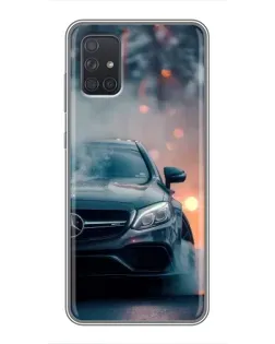 Чехол для Samsung Galaxy A71 (A715) с картинкой «Mercedes — ночной город»