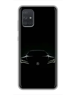 Чехол для Samsung Galaxy A71 (A715) с картинкой «Mercedes — силуэт авто» Чехол для Samsung Galaxy A71 (A715) с картинкой «Mercedes — силуэт авто»