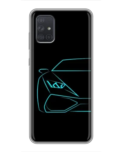 Чехол для Samsung Galaxy A71 (A715) с картинкой «Голубой силуэт Lamborghini»
