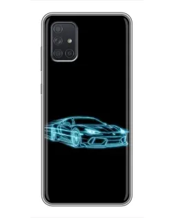 Чехол для Samsung Galaxy A71 (A715) с картинкой «Неоновый контур Lamborghini»