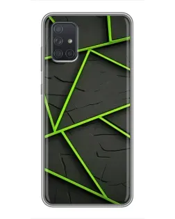 Чехол для Samsung Galaxy A71 (A715) с картинкой «Зеленые геометрические линии»