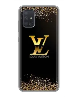 Чехол для Samsung Galaxy A72 с картинкой «LV — золотые искры»