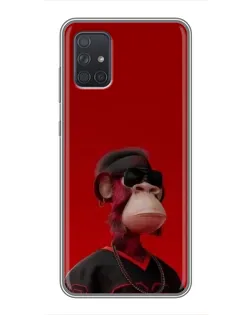Чехол для Samsung Galaxy A72 с картинкой «Bored Ape в красном»