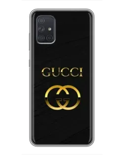 Чехол для Samsung Galaxy A72 с картинкой «Золотой логотип Gucci»