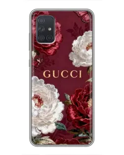 Чехол для Samsung Galaxy A72 с картинкой «Gucci — бордовые розы»