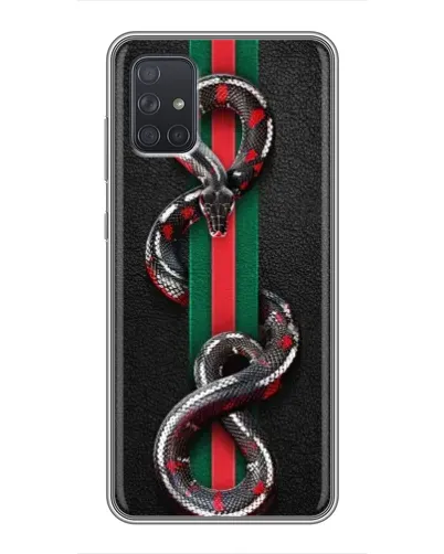 Чехол для Samsung Galaxy A72 с картинкой «Gucci — змея на полосе» Чехол для Samsung Galaxy A72 с картинкой «Gucci — змея на полосе»