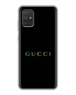 Чехол для Samsung Galaxy A72 с картинкой «Gucci — неоновый минимализм»