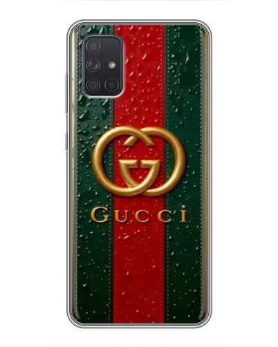 Чехол для Samsung Galaxy A72 с картинкой «Gucci — фирменная полоса и золото» Чехол для Samsung Galaxy A72 с картинкой «Gucci — фирменная полоса и золото»