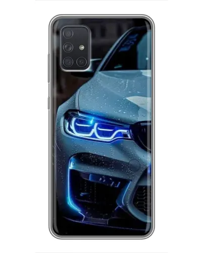 Чехол для Samsung Galaxy A72 с картинкой «Взгляд BMW с синими фарами» Чехол для Samsung Galaxy A72 с картинкой «Взгляд BMW с синими фарами»