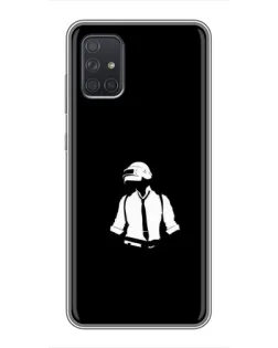 Чехол для Samsung Galaxy A72 с картинкой «PUBG — белый шлем»