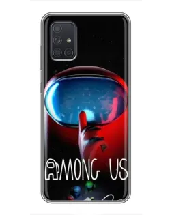 Чехол для Samsung Galaxy A72 с картинкой «Красный импостер — макро»