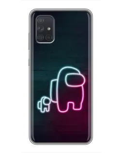Чехол для Samsung Galaxy A72 с картинкой «Among Us неон-арт»