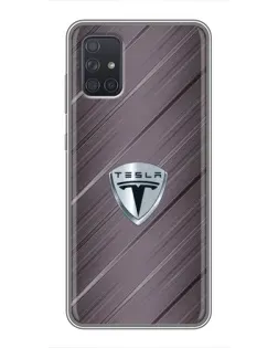 Чехол для Samsung Galaxy A72 с картинкой «Металлическая текстура Tesla»