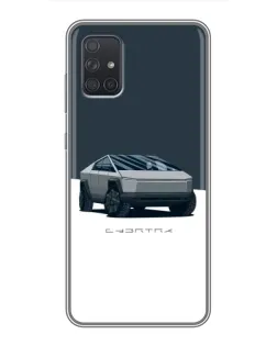 Чехол для Samsung Galaxy A72 с картинкой «Серебристый Cybertruck Tesla»
