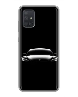 Чехол для Samsung Galaxy A72 с картинкой «Фары Tesla Night»