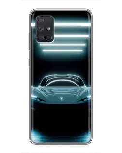 Чехол для Samsung Galaxy A72 с картинкой «Tesla в неоне»
