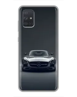 Чехол для Samsung Galaxy A72 с картинкой «Mercedes на черном»
