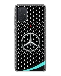 Чехол для Samsung Galaxy A72 с картинкой «Mercedes — бирюзовый акцент»