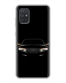 Чехол для Samsung Galaxy A72 с картинкой «Audi — ночной контур»