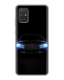 Чехол для Samsung Galaxy A72 с картинкой «Audi в неоне»