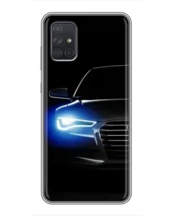 Чехол для Samsung Galaxy A72 с картинкой «Неоновый взгляд Audi»