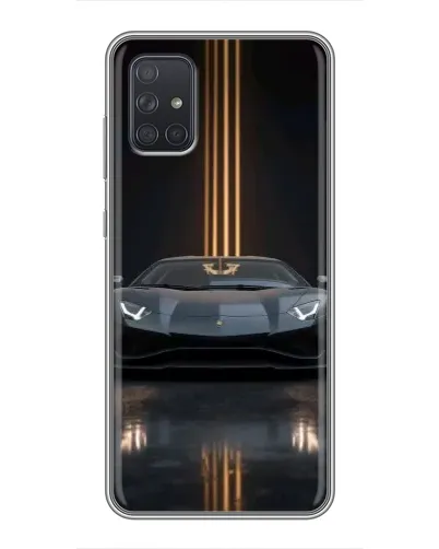 Чехол для Samsung Galaxy A72 с картинкой «Lamborghini золотые линии»