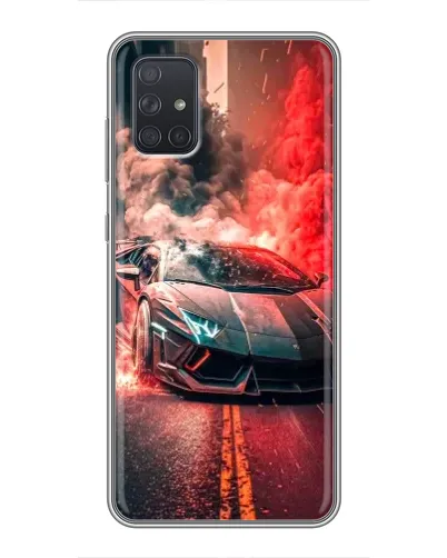 Чехол для Samsung Galaxy A72 с картинкой «Lamborghini красный дым»