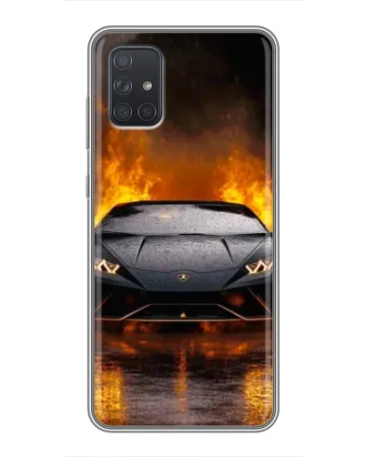Чехол для Samsung Galaxy A72 с картинкой «Lamborghini в огне»