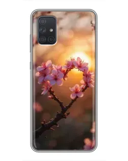 Чехол для Samsung Galaxy A72 с картинкой «Розовый цвет сердце на фоне заката» Чехол для Samsung Galaxy A72 с картинкой «Розовый цвет сердце на фоне заката»