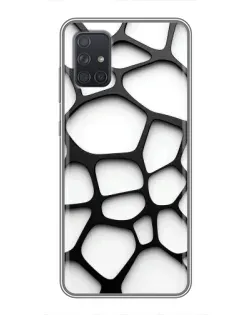 Чехол для Samsung Galaxy A72 с картинкой «Белая объемная сетка»